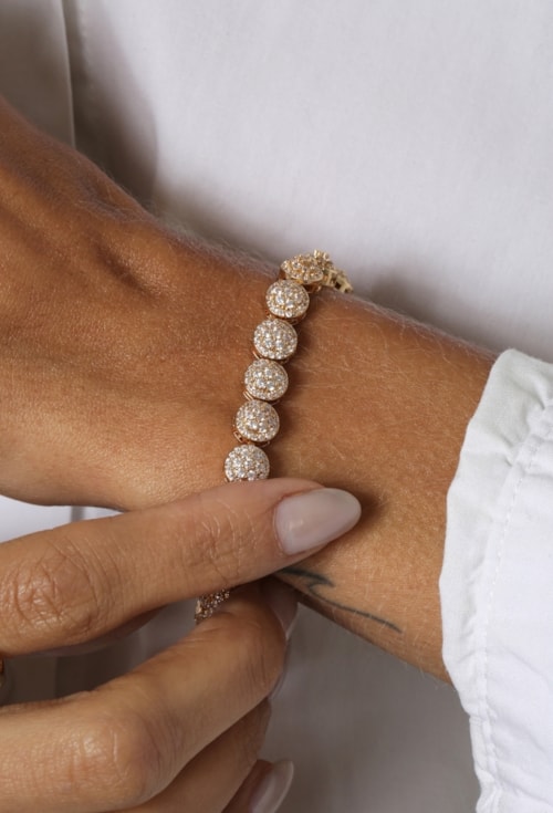 PULSEIRA REDONDA CRAVEJADA NO OURO PM580-O