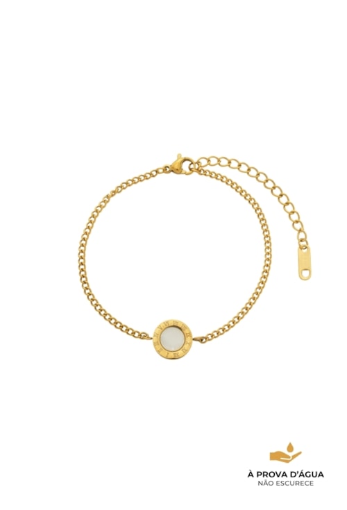 PULSEIRA REDONDO MADRE EM AÇO DOURADO PM570-AD