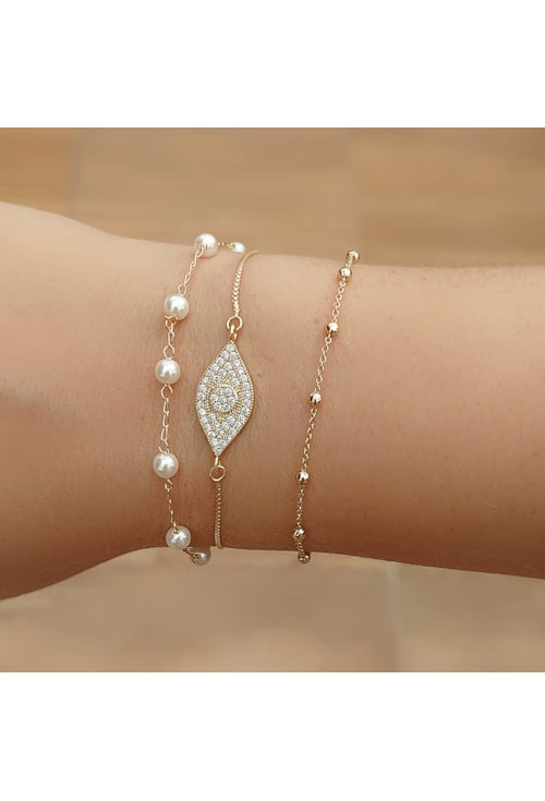 PULSEIRA REGULÁVEL OLHO GREGO CRAVEJADO PM017-O
