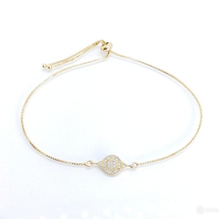 PULSEIRA REGULÁVEL OLHO GREGO PEQUENO CRAVEJADO PM016-O PULSEIRA REGULÁVEL OLHO GREGO PEQUENO CRAVEJADO PM016-O