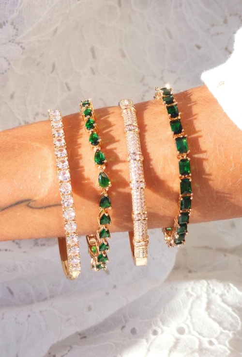 PULSEIRA RETANGULAR COM ZIRCÔNIAS ESMERALDA PM517-O PULSEIRA RETANGULAR COM ZIRCÔNIAS ESMERALDA PM517-O