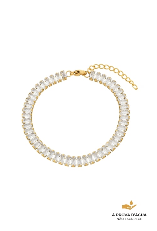 PULSEIRA RIVIERA BAGUETE AÇO INOX DOURADO PM530-AD