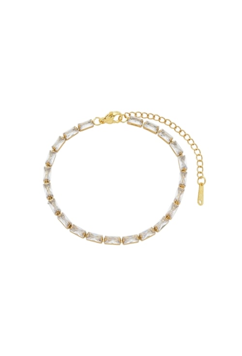 PULSEIRA RIVIERA BAGUETE CRISTAL DOURADA PM508-AD