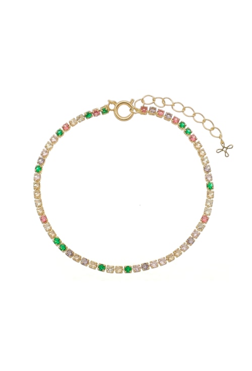 PULSEIRA RIVIERA COLORIDA NO OURO PM043-O