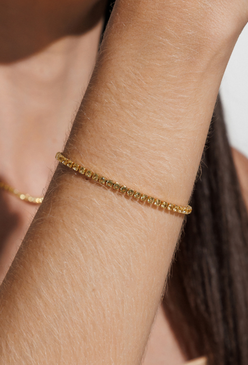 PULSEIRA RIVIERA COM PEDRAS YELLOW BANHADA A OURO PM041-O PULSEIRA RIVIERA COM PEDRAS YELLOW BANHADA A OURO PM041-O