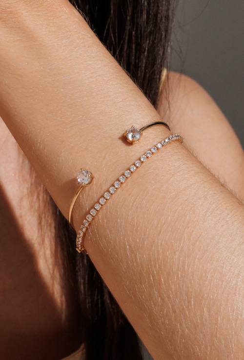 PULSEIRA RIVIERA COM ZIRCÔNIAS BANHADA A OURO PM635-O