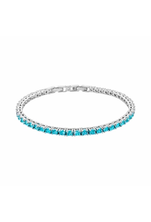PULSEIRA RIVIERA CRISTAL AZUL TOPÁZIO BANHADO RÓDIO PM600-R