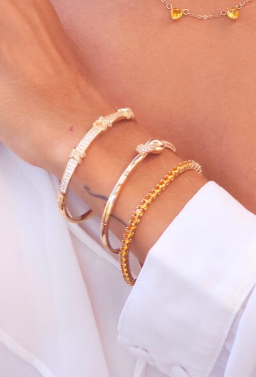 PULSEIRA RIVIERA CRISTAL CITRINO IMPERIAL BANHADO OURO PM600-O