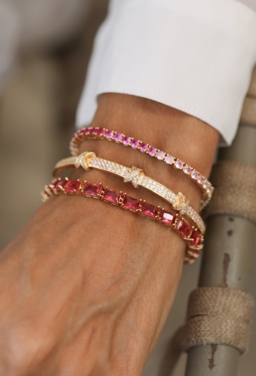 PULSEIRA RIVIERA CRISTAL DEGRADÊ BANHADO OURO PM600-O