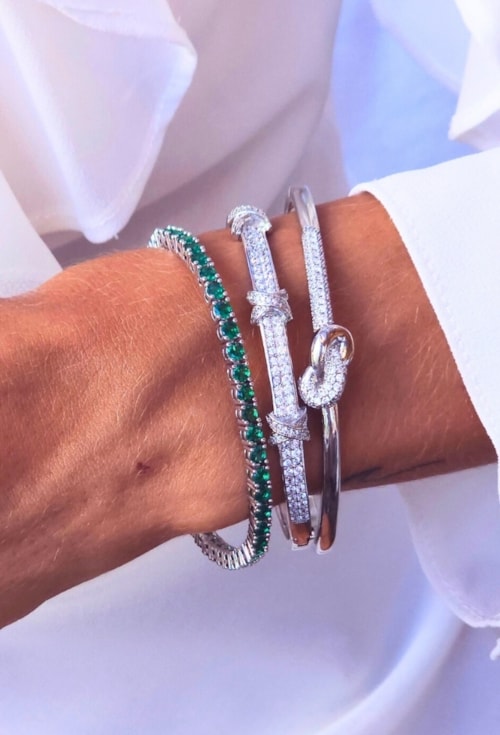 PULSEIRA RIVIERA CRISTAL ESMERALDA BANHADO RÓDIO PM600-R