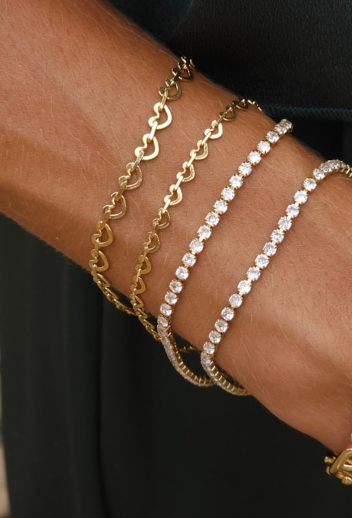PULSEIRA RIVIERA CRISTAL NO OURO PM420-O
