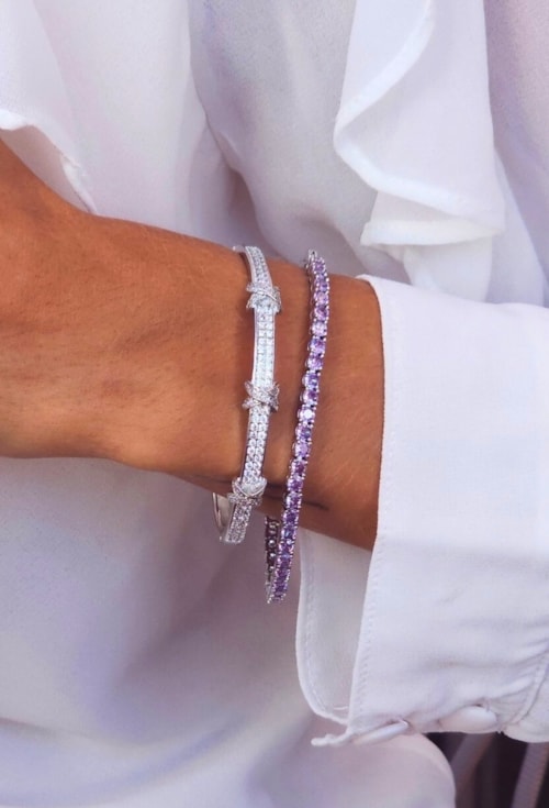 PULSEIRA RIVIERA CRISTAL TANZANITA BANHADO RÓDIO PM600-R