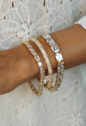 PULSEIRA RIVIERA DOURADA COM PEDRAS CRISTAL QUADRADAS PM518-O