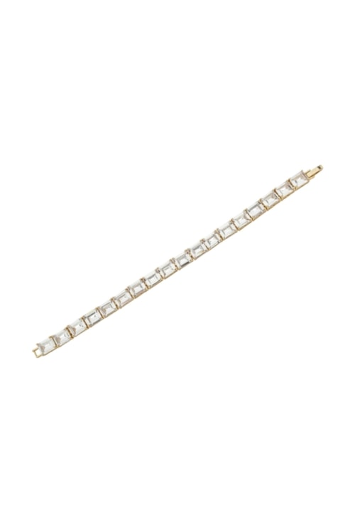 PULSEIRA RIVIERA DOURADA COM PEDRAS CRISTAL QUADRADAS PM518-O