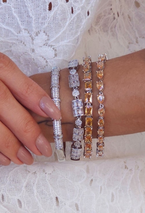 PULSEIRA RIVIERA GOTA EM RÓDIO COM PEDRAS MORGANITA PM516-R