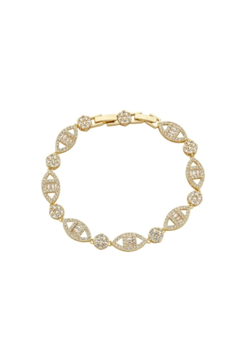 PULSEIRA RIVIERA LUXO DOURADA COM ZIRCÔNIAS PM520-O