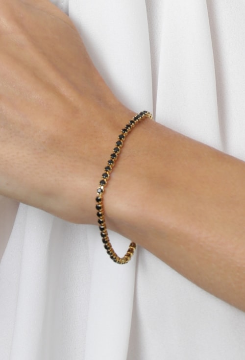 PULSEIRA RIVIERA ÔNIX NO OURO PM041-O