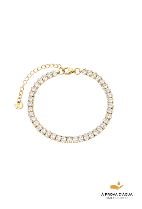 PULSEIRA RIVIERA OVAL EM AÇO INOX DOURADO PM643-AD