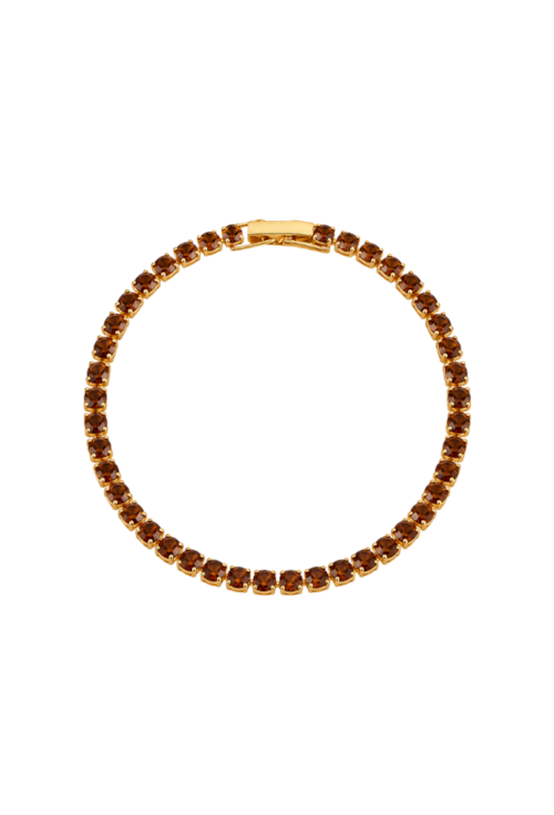 PULSEIRA RIVIERA ZIRCÔNIA CHOCOLATE 3 MM BANHADA A OURO PM056-O