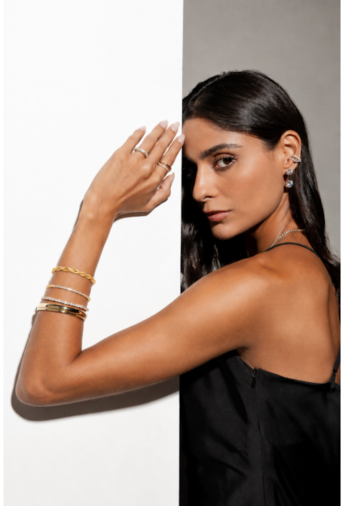 PULSEIRA TRÊS MALHAS TORCIDAS EM AÇO INOX DOURADO PM551-AD