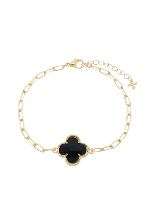 PULSEIRA TREVO INSPIRAÇÃO COM PEDRA LAPIDADA ÔNIX PM047-O PULSEIRA TREVO INSPIRAÇÃO COM PEDRA LAPIDADA ÔNIX PM047-O