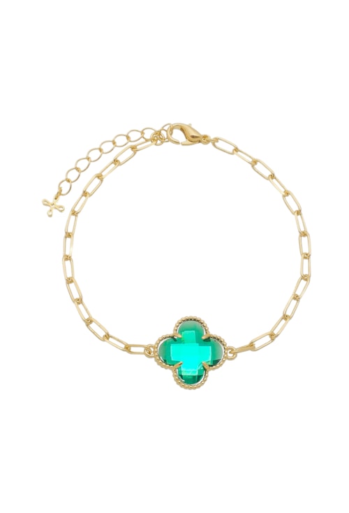 PULSEIRA TREVO INSPIRAÇÃO COM PEDRA LAPIDADA TURMALINA PM047-O PULSEIRA TREVO INSPIRAÇÃO COM PEDRA LAPIDADA TURMALINA PM047-O