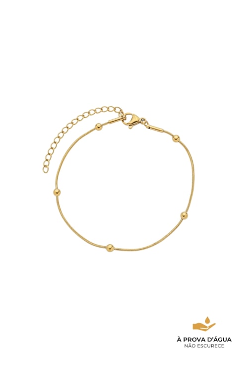 PULSEIRA TRIO ELOS COM BOLINHAS AÇO INOX DOURADO PM601-AD