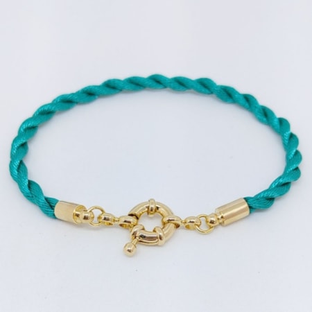 PULSEIRA VERDE DE CETIM TRANÇADO COM FECHO BÓIA PM038-O PULSEIRA VERDE DE CETIM TRANÇADO COM FECHO BÓIA PM038-O