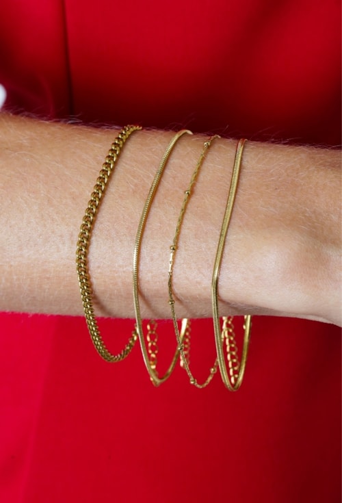 QUARTETO DE PULSEIRAS EM AÇO INOX DOURADO PM555-AD