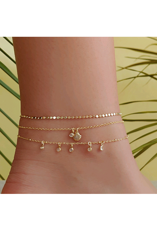 TORNOZELEIRA COM PONTOS DE LUZ NO OURO TZM007-O TORNOZELEIRA COM PONTOS DE LUZ NO OURO TZM007-O