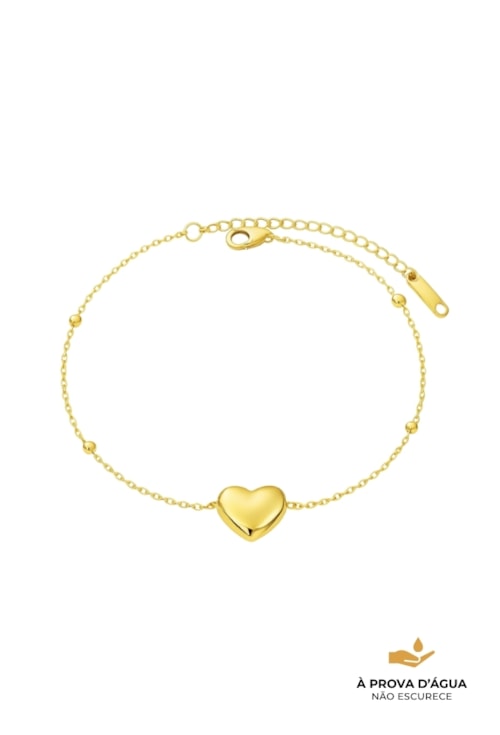 TORNOZELEIRA CORAÇÃO BOLD EM AÇO INOX DOURADO TZM021-AD
