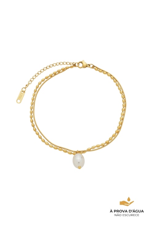 TORNOZELEIRA DUPLA COM PÉROLA E CORRENTE RABO DE RATO TZM019-AD