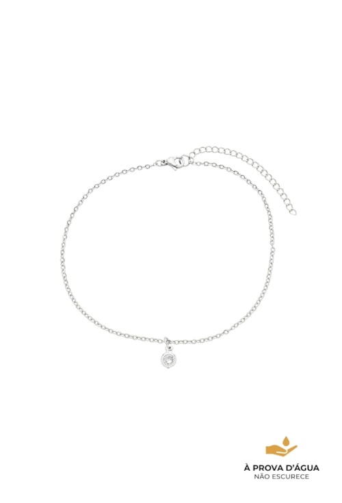 TORNOZELEIRA ELOS COM ZIRCÔNIA 4MM AÇO INOX POLIDO TZM023-A