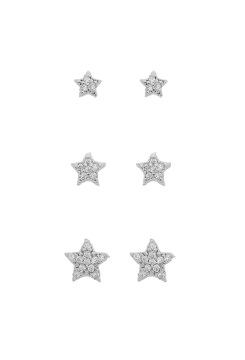 TRIO BRINCOS DE ESTRELA CRAVEJADOS BM1135-R