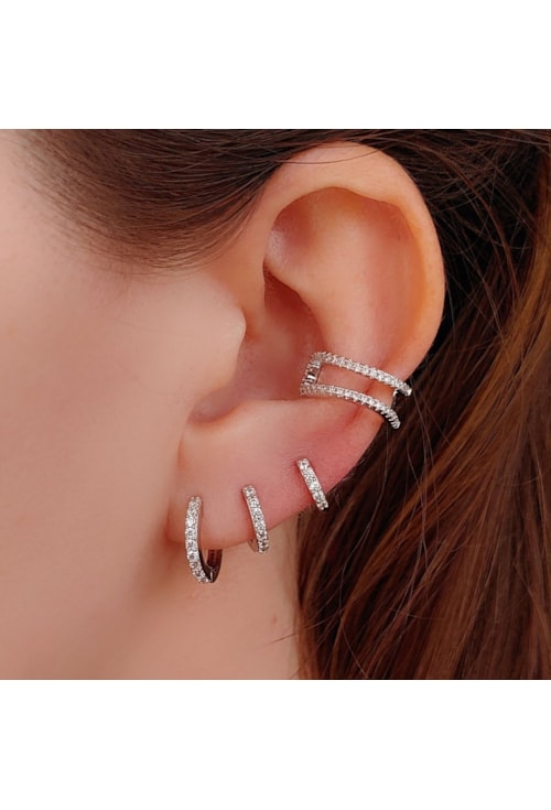 TRIO DE ARGOLA CLICK CRAVEJADA BM374-R