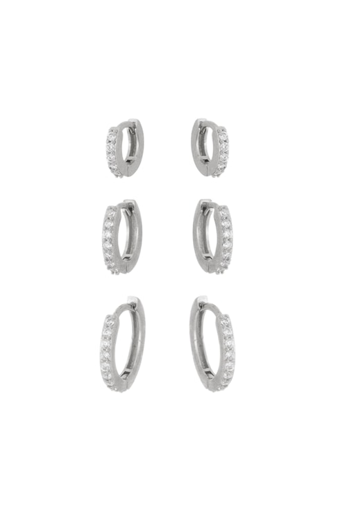 TRIO DE ARGOLA CLICK CRAVEJADA BM374-R