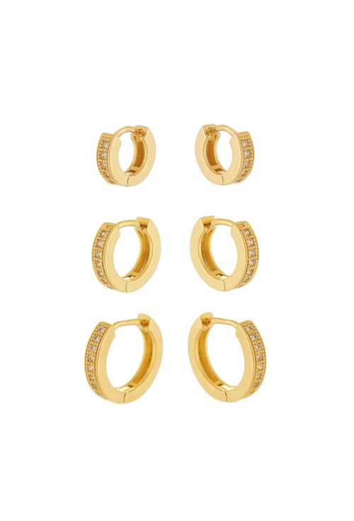 TRIO DE ARGOLA CLICK CRAVEJADA DELUXE BM372-O