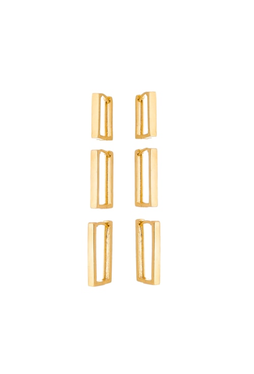 TRIO DE ARGOLA RETANGULARES NO OURO BM897-O