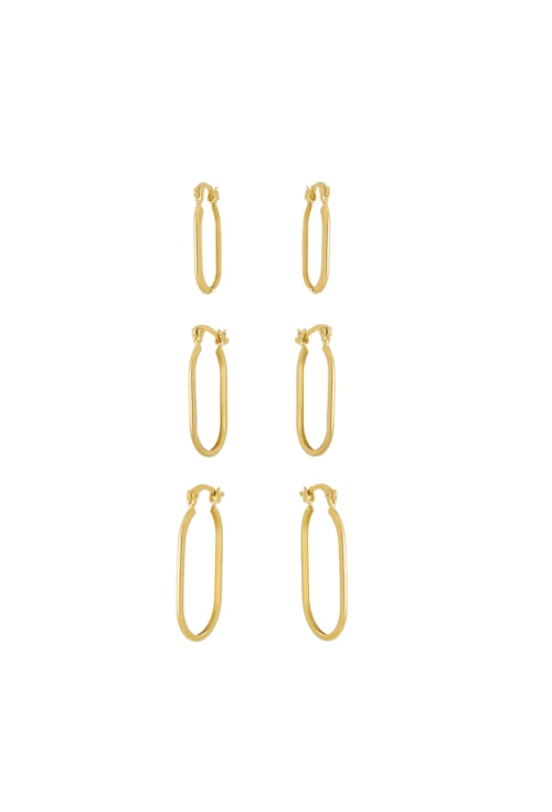 TRIO DE ARGOLAS SLIM COM PINO ITALIANO NO OURO BM861-O