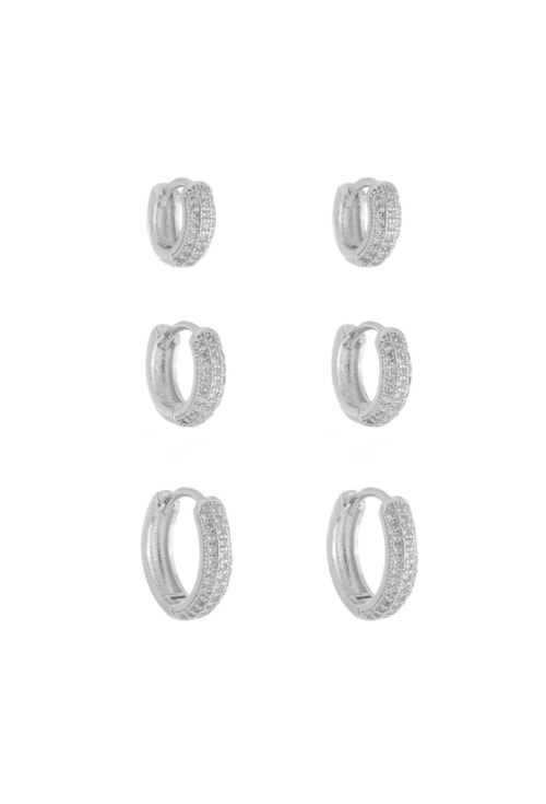 TRIO DE ARGOLINHA COM ZIRCÔNIA NO RÓDIO BM1736-R TRIO DE ARGOLINHA COM ZIRCÔNIA NO RÓDIO BM1736-R