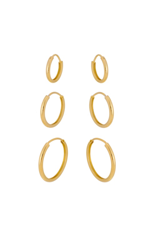 TRIO DE ARGOLINHA LISA NO OURO BM798-O