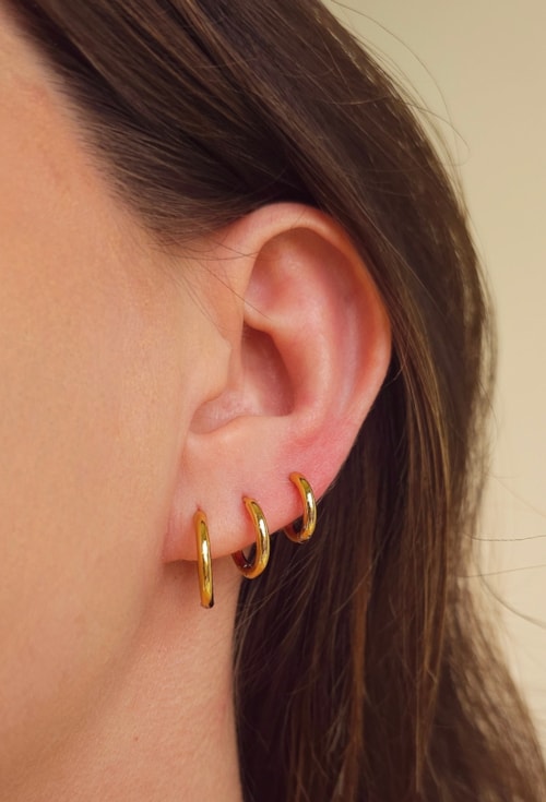 TRIO DE ARGOLINHAS LISAS AÇO DOURADO BM2123-AD