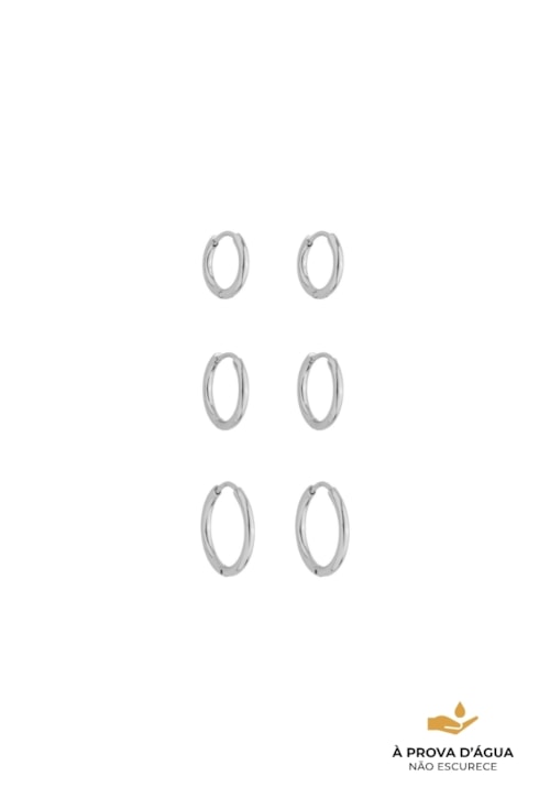TRIO DE ARGOLINHAS LISAS AÇO INOX POLIDO BM2123-A