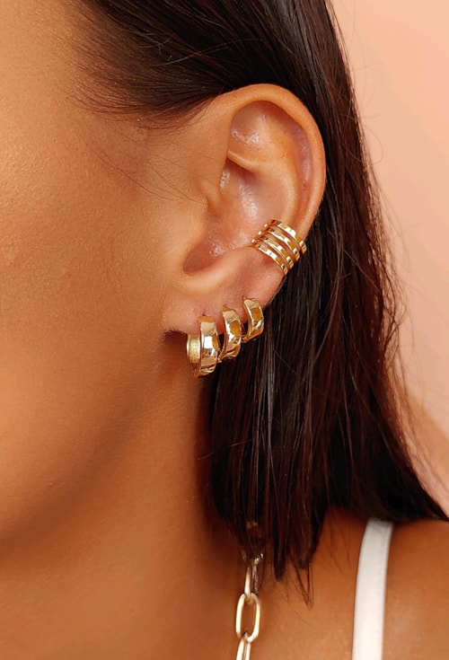 TRIO DE ARGOLINHAS LISAS NO OURO BM1351-O TRIO DE ARGOLINHAS LISAS NO OURO BM1351-O