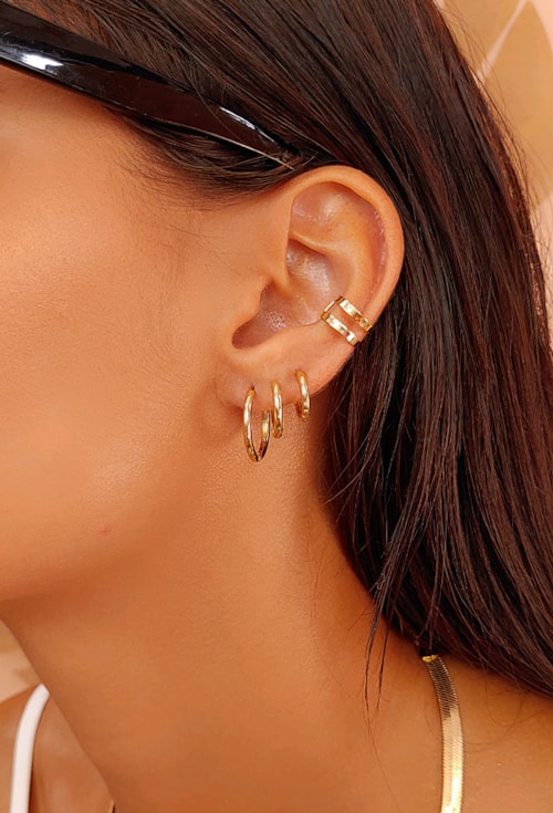 TRIO DE ARGOLINHAS SLIM NO OURO BM1350-O TRIO DE ARGOLINHAS SLIM NO OURO BM1350-O