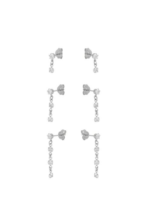 TRIO DE BRINCOS COM ZIRCÔNIAS CRISTAL NO RÓDIO BM853-R TRIO DE BRINCOS COM ZIRCÔNIAS CRISTAL NO RÓDIO BM853-R