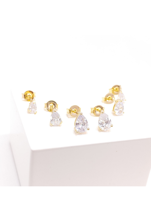 TRIO DE BRINCOS GOTINHA DE ZIRCÔNIA NO OURO BM502-O TRIO DE BRINCOS GOTINHA DE ZIRCÔNIA NO OURO BM502-O