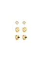 TRIO DE BRINCOS TREVOS  INOX DOURADO BM2039-O