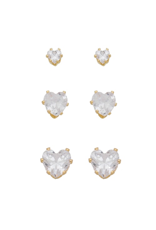 TRIO DE CORAÇÃO ZIRCÔNIA CRISTAL NO OURO BM758-O TRIO DE CORAÇÃO ZIRCÔNIA CRISTAL NO OURO BM758-O