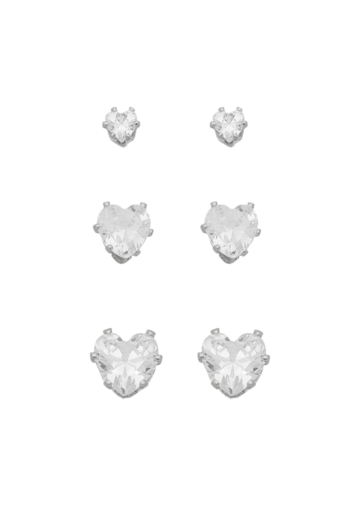 TRIO DE CORAÇÃO ZIRCÔNIA CRISTAL NO RÓDIO BM758-R TRIO DE CORAÇÃO ZIRCÔNIA CRISTAL NO RÓDIO BM758-R